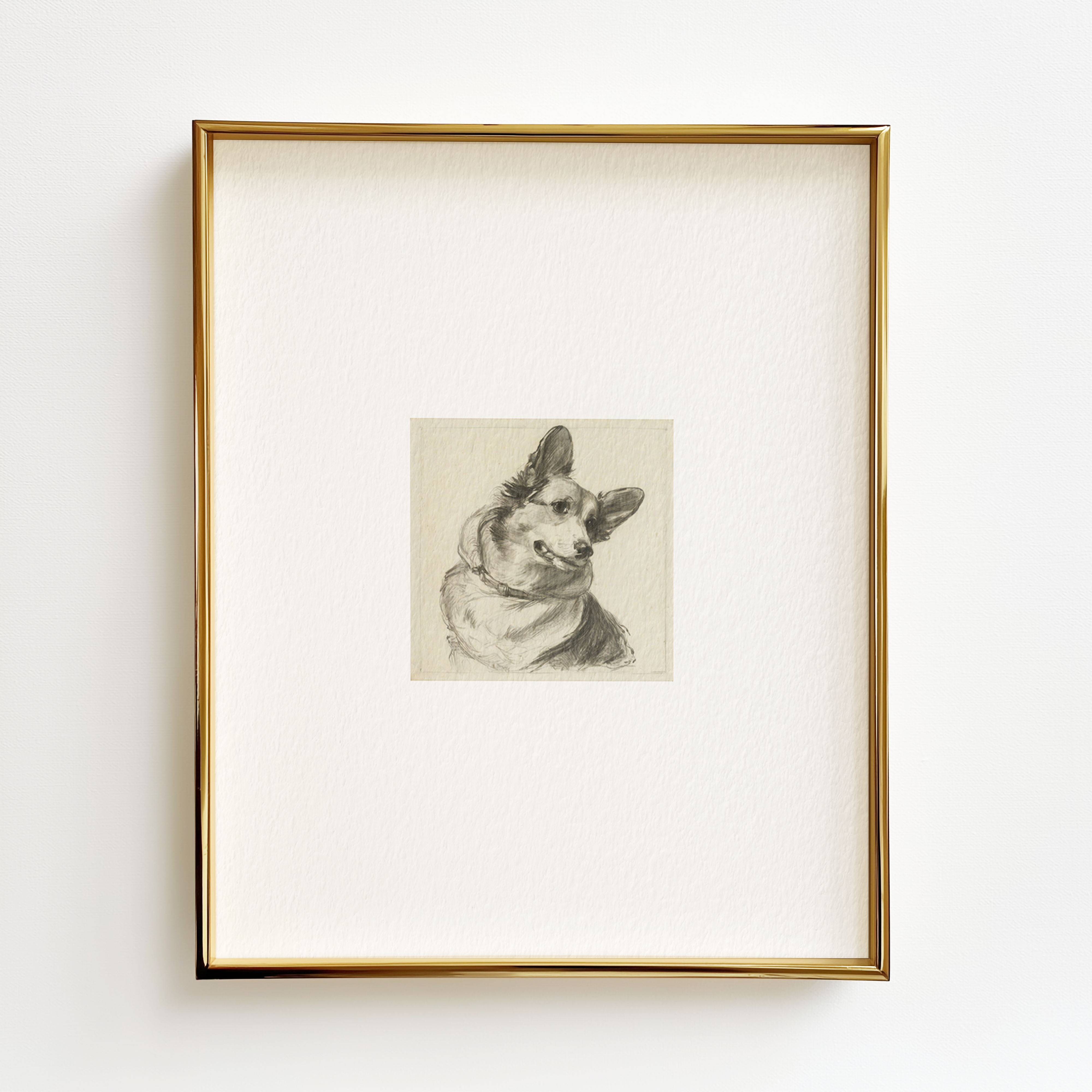 Antique Corgi Sketch Print – Neutral Wall Art on Somerset Fine Art Paper