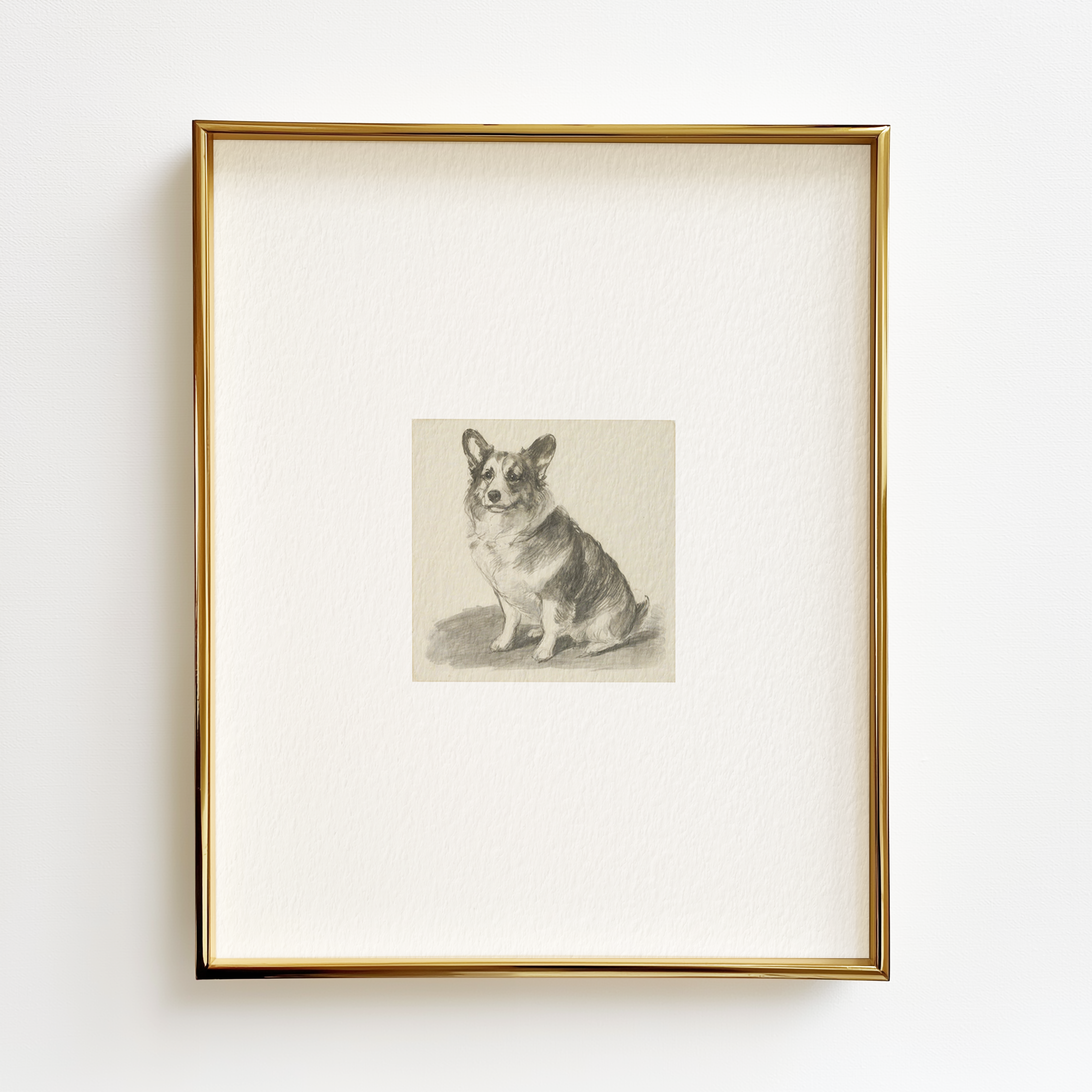 Antique Corgi Sketch Print – Neutral Wall Art on Somerset Fine Art Paper