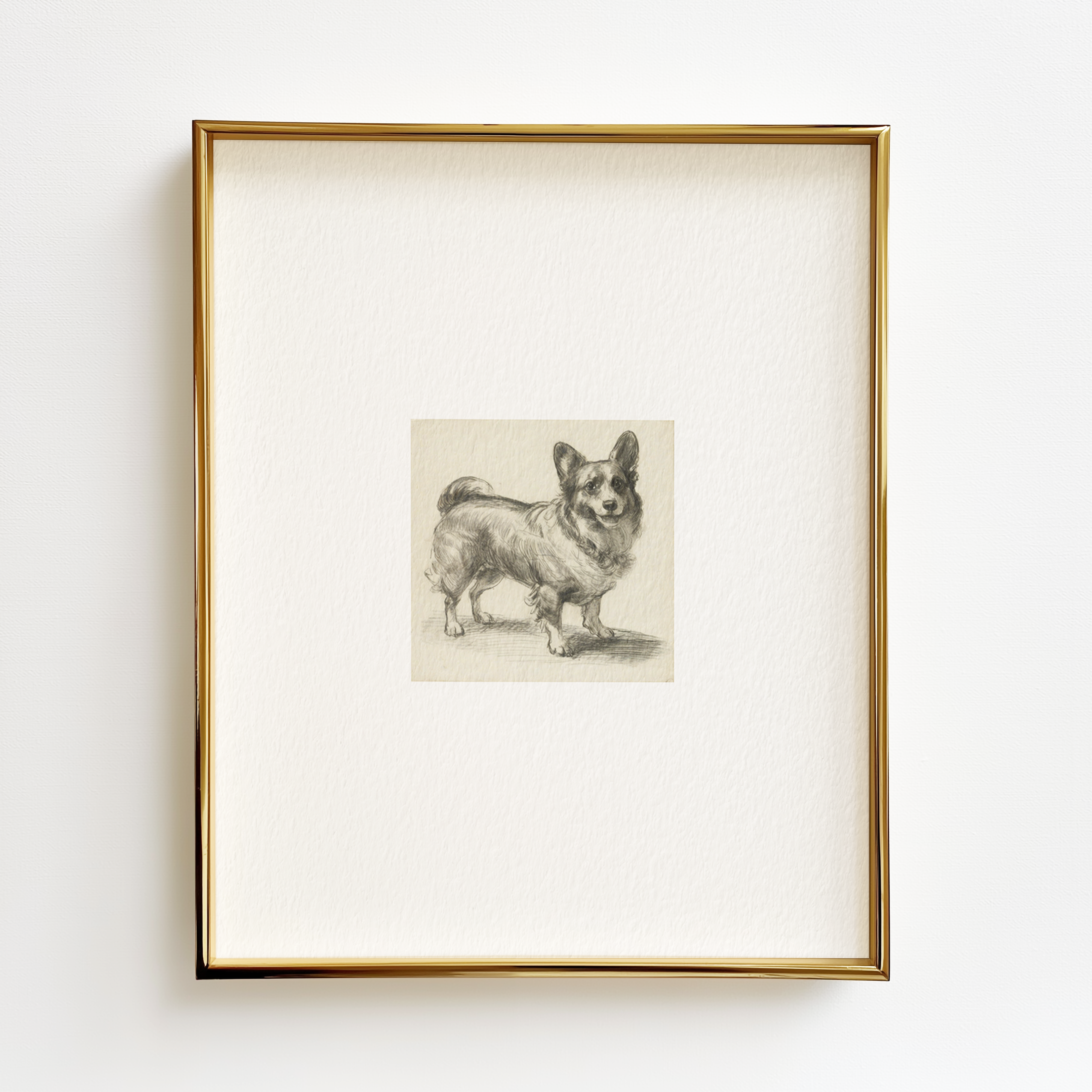 Antique Corgi Sketch Print – Neutral Wall Art on Somerset Fine Art Paper